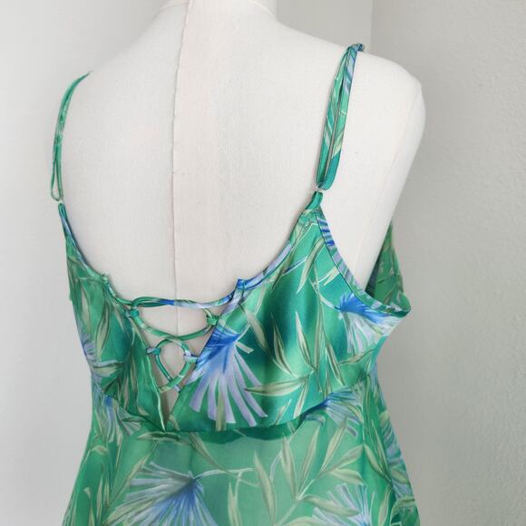 Y2K Secret Treasures Tropical Print Sheer Babydoll Lingerie Top Split Front L - Picture 6 of 8